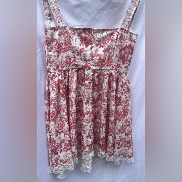 *SOLD* NWT | Women’s BooHoo Red Porcelain Strappy Milkmaid Mini Dress | Size 8 - Picture 9 of 13